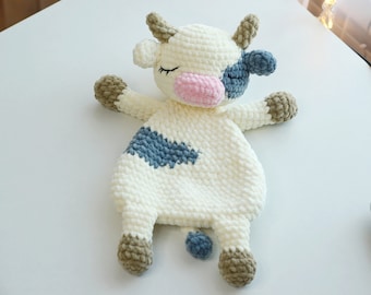 Modello amorevole mucca all'uncinetto, tutorial modello mucca, coperta di sicurezza per bambino mucca, giocattolo all'uncinetto Cow Lovey, modello consolatore Amigurumi, Ol