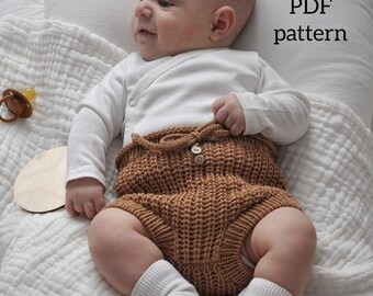 KNITTING PATTERN Baby Bloomers, Knitted Bloomers, Bloomers for baby, PDF pattern, knit shorts, ribbed bloomers. Bm