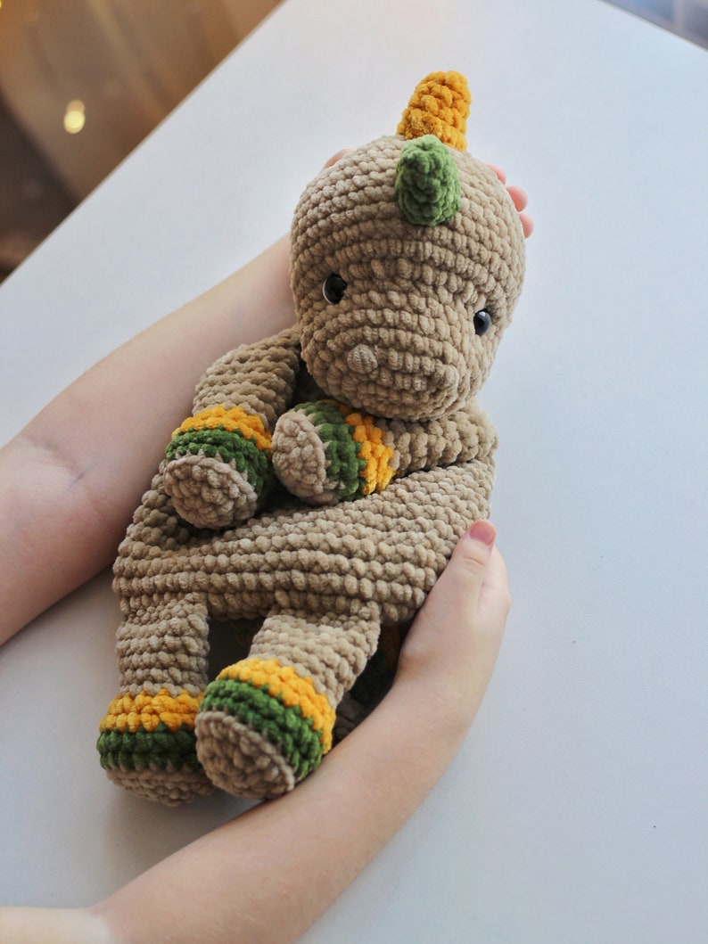 Dinosaur Comforter, Dinosaur lovey, Dinosaur pattern tutorial, Crochet lovey, Crochet dinosaur pattern,Amigurumi lovey pattern, Rag Doll, Ol zdjęcie 7