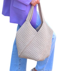 Crochet Tote Bag Pattern Large summer Beach Bag Grocery Bag Aesthetic Bag gift for mom DIY Shopping Bag Crochet patterns JB zdjęcie 5