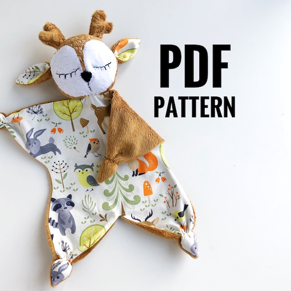 Pdf deer lovey pattern, baby lovey sewing pattern, deer pdf pattern, plush reindeer pattern, doudou pattern, Christmas baby toy pattern XMD