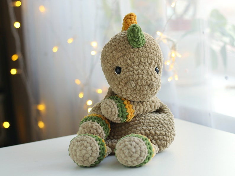 Couette dinosaure, Dinosaure amoureux, Tutoriel de modèle de dinosaure, Crochet amoureux, Modèle de dinosaure au crochet, Modèle amoureux Amigurumi, Poupée de chiffon, Ol image 2