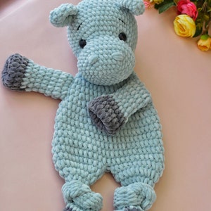 Hippo Snuggler Pattern, Hippo Baby Security Blanket, Crochet Animal, Hippo Crochet Pattern,Amigurumi Lovey, Crochet Tutorial in English, Ol image 2