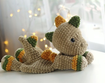 Dinosaur Dekbed, Dinosaur lovey, Dinosaur patroon tutorial, Haak lovey, Haak dinosaurus patroon, Amigurumi lovey patroon, Rag Doll, Ol