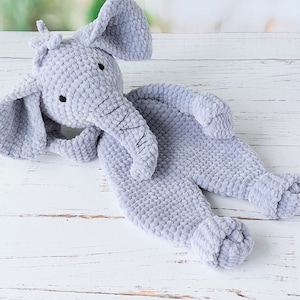 Pattern Crochet Animal, Baby Elephant Comforter, Crochet Snuggler Toys, Pattern Baby Doll, Amigurumi Elephant Lovey, Tutorial in English. CM