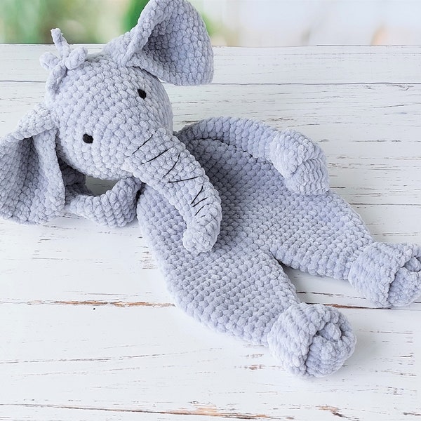 Pattern Crochet Animal, Baby Elephant Comforter, Crochet Snuggler Toys, Pattern Baby Doll, Amigurumi Elephant Lovey, Tutorial in English. CM