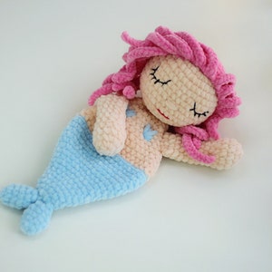 Mermaid Lovey, Sirena Snuggler, Mermaid PDF Crochet Pattern, Rag Doll Pattern, Amigurumi lovey pattern, Ol