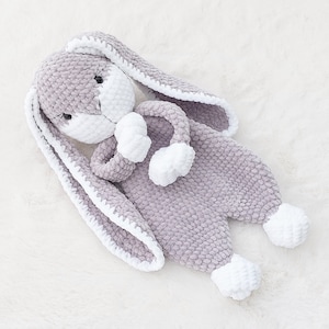 Pattern Crochet Animal, Baby Bunny Comforter, Crochet Snuggler Toys, Pattern Plushie Bunny, Amigurumi Bunny Lovey, PDF Tutorial in English.