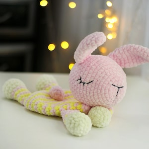 Bunny lovey crochet pattern, Rabbit Security Blanket, plush comforter, Lovey toy patterns, Sleepy Bunny Lovey, Snuggler bunny pattern, Ol