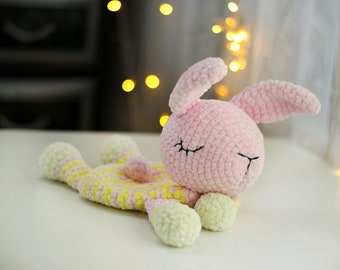 Modèle de lapin lovey au crochet, couverture de sécurité lapin, couette en peluche, modèles de jouets Lovey, Sleepy Bunny Lovey, modèle de lapin Snuggler, Ol