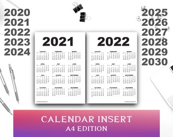 Calendar 2021 2022 2023 2024 Etsy