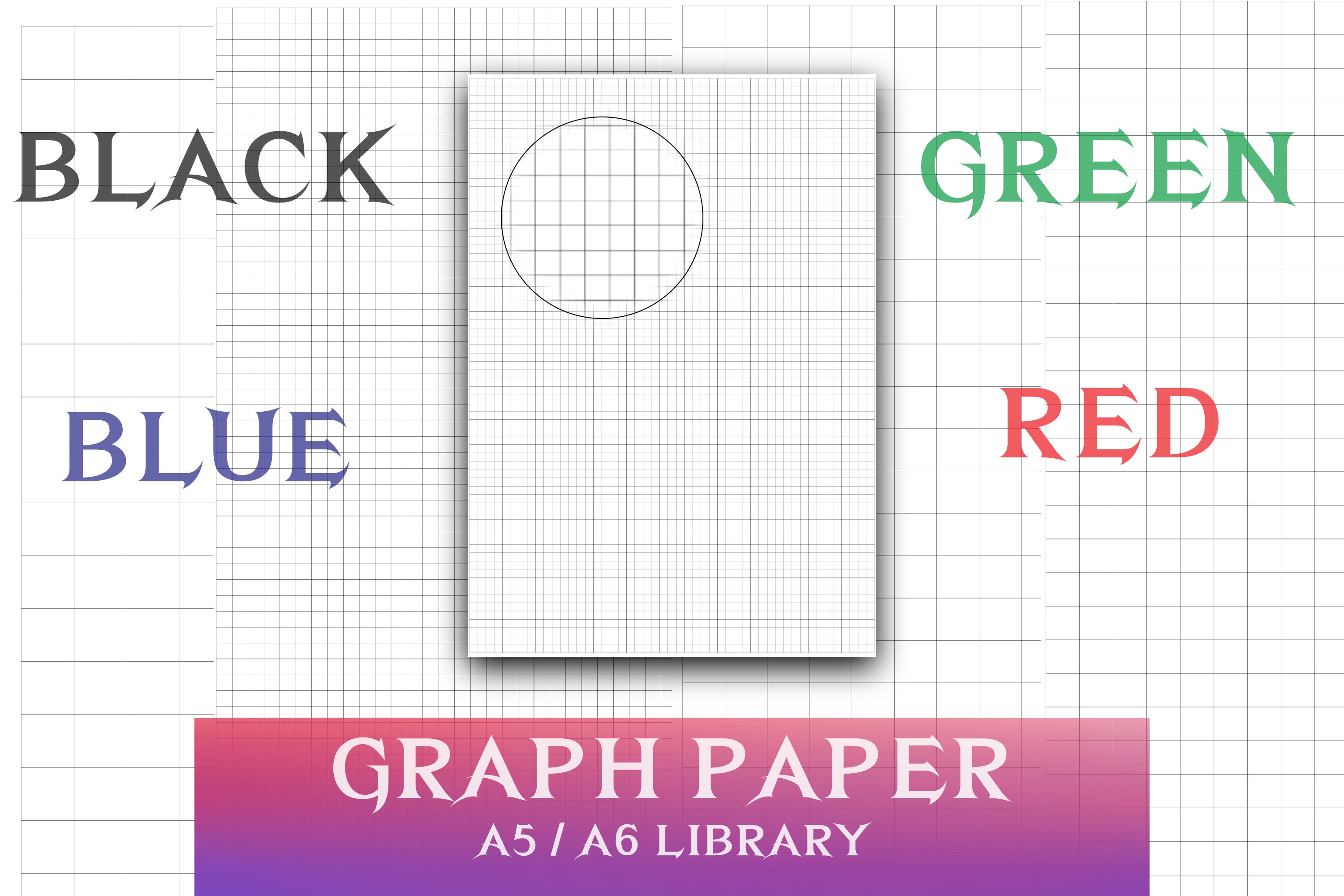 graph paper printable library a5 and a6 176 files coordinate etsy