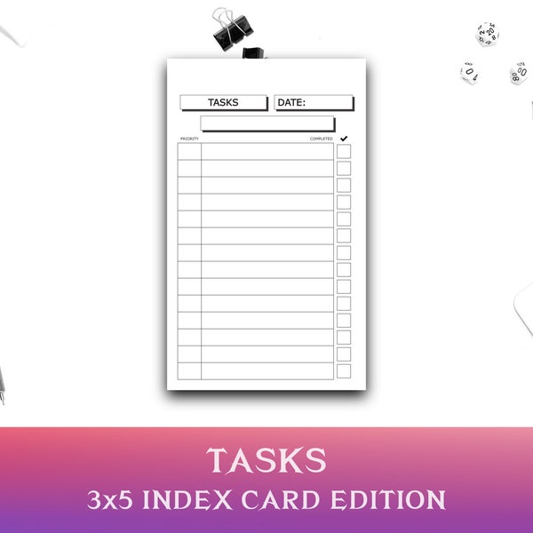 3x5 Index Card Printable - Compact Task List - Get Things Done Efficiently