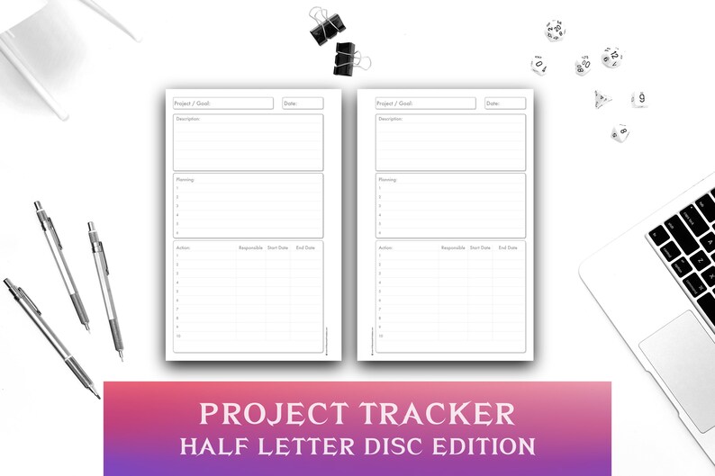 Project Tracker Printable Half Letter Discs Define Planning Etsy