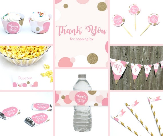 Ready to Pop - Pink Glitter - Printable Party Decorations for Girl Baby ...