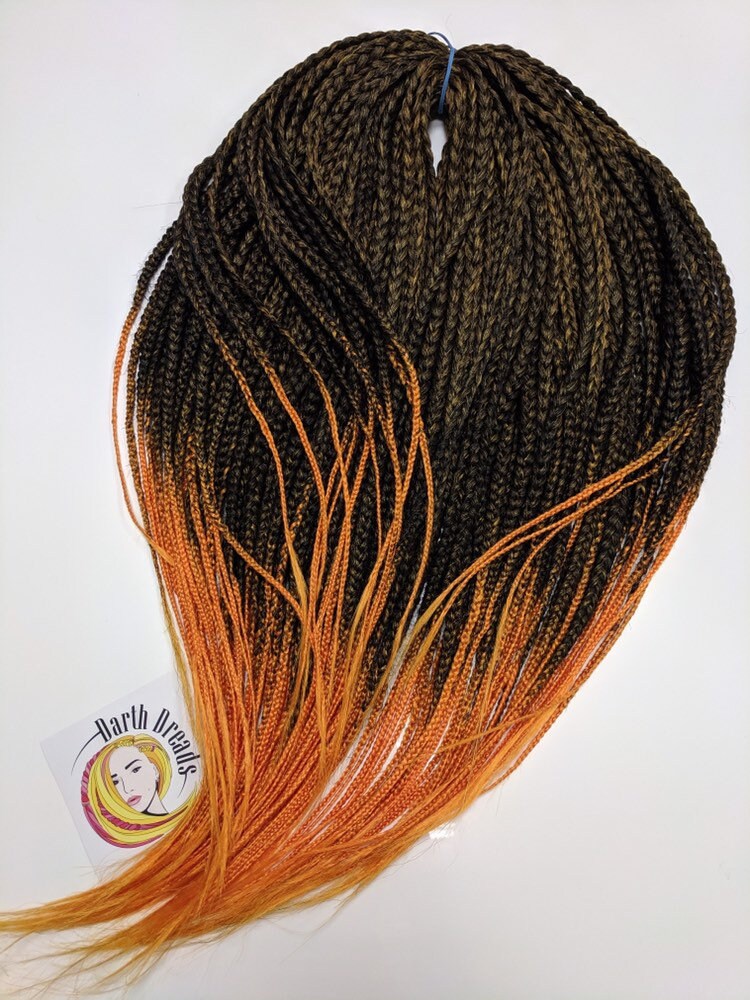Synthetic Braids Set Black Orange Ombre Double Ended Braid Etsy