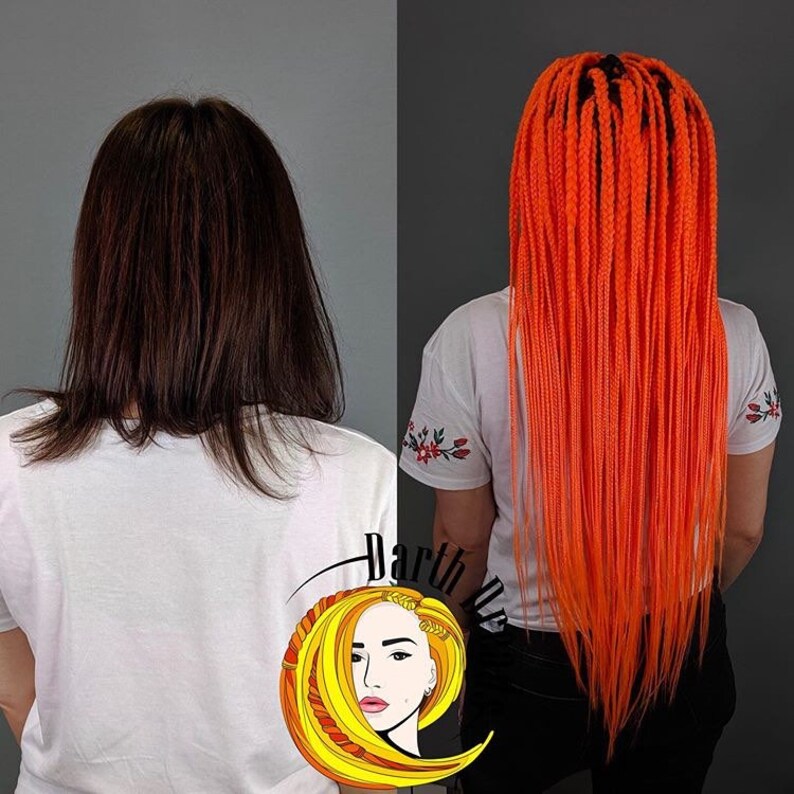 Synthetic Braids Orange Red Double Ended Braid Extensions Set Etsy