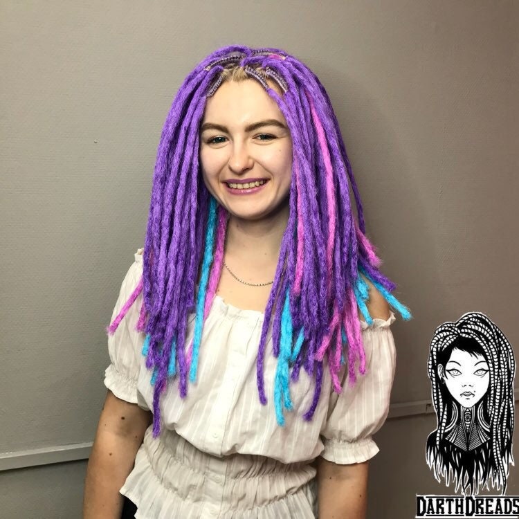 Purple Blue Pink Synthetic Dreads Crochet Dreadlocks Full Set Etsy