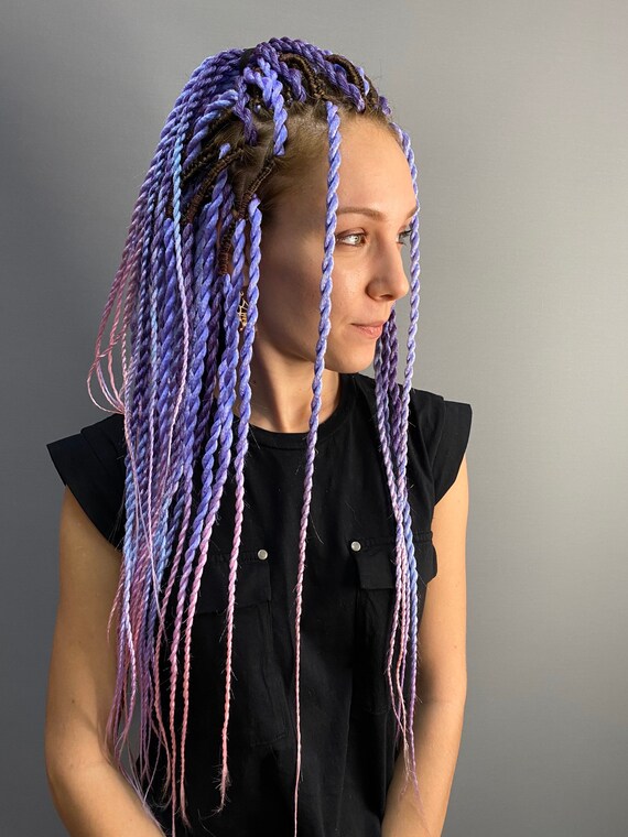 Lila Blau Lavendel Pink Ombre De Senegal Twists Doppelend Etsy