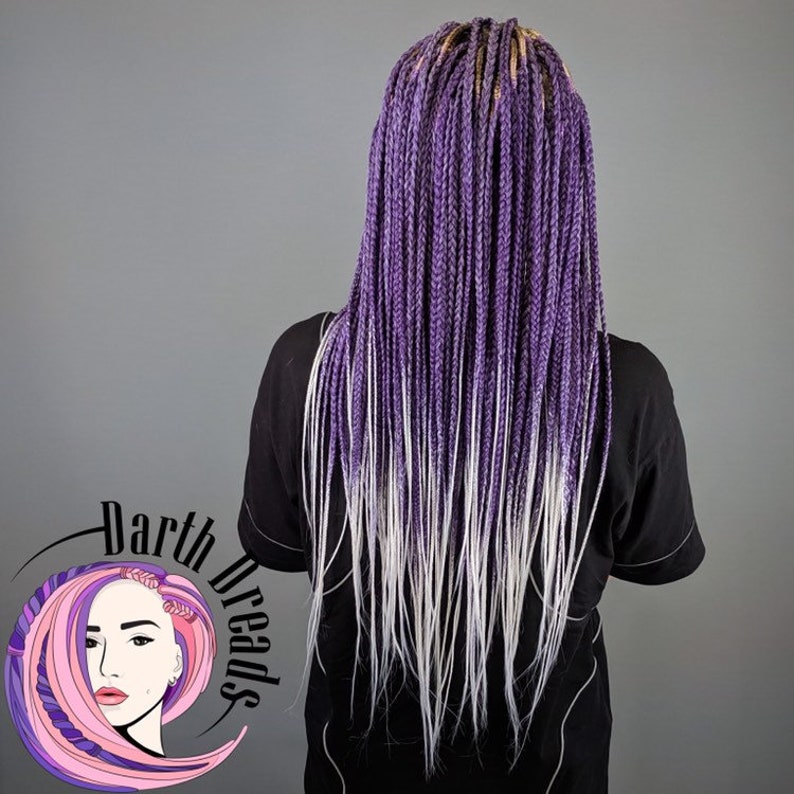 Synthetic Braids Purple White Ombre Double Ended Braid Etsy