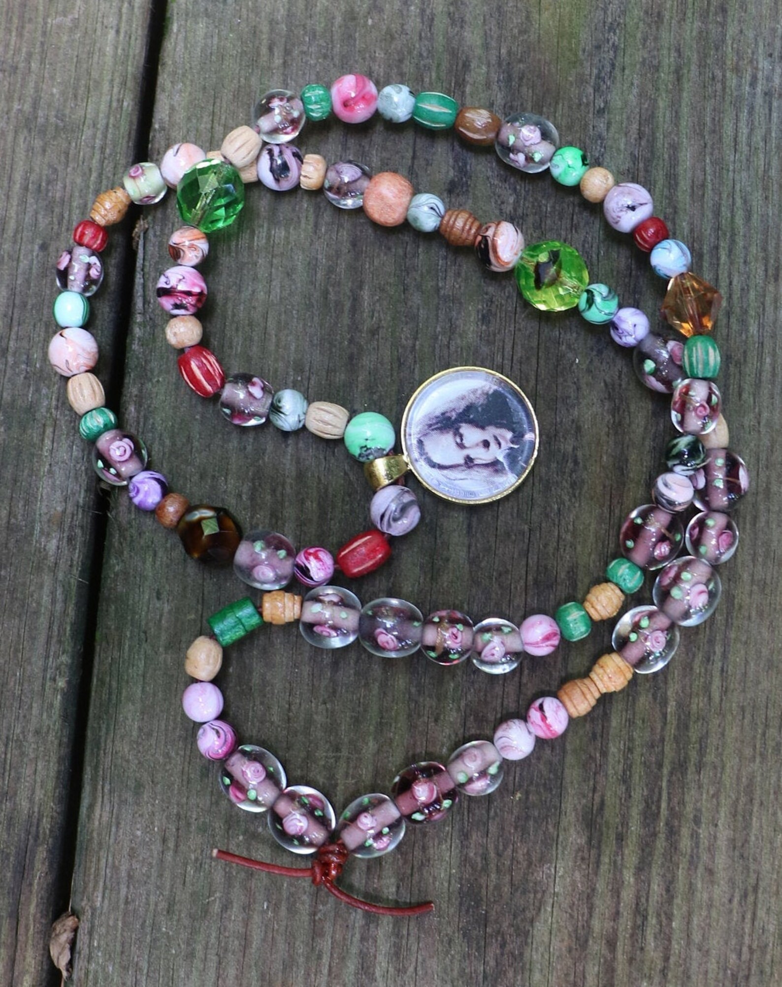 Eddie Necklace Glass / Wood Bead Necklace Free Shipping Etsy