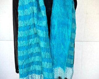 Laminated Felted Scarf in Turquoise with fringes