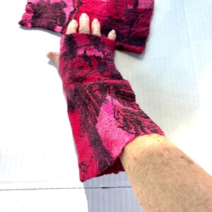 Fingerless Nuno Felted Wrist Warmer, Set of Two