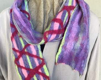 Nuno Felted "Skinny" Scarf on Silk Gauze