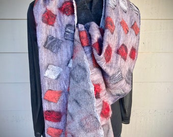 Gender Neutral Nuno Felted Geometric Scarf