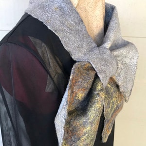 Grey/Gold French Kerchief, Wet Felted image 4