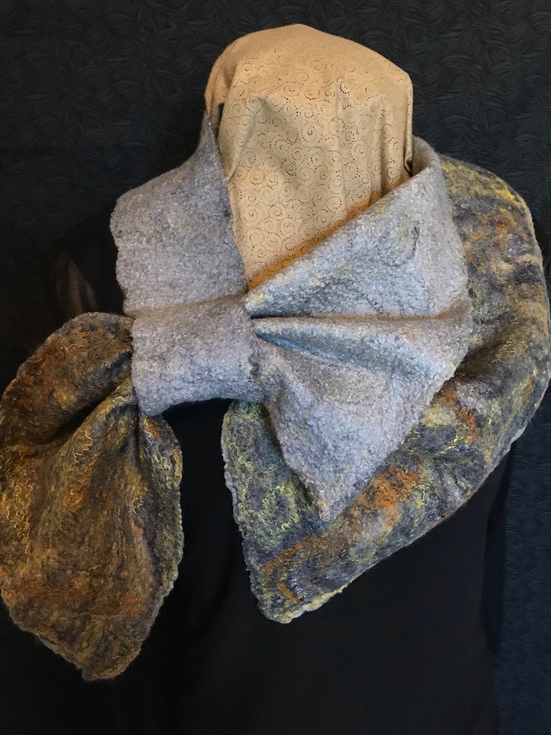 Grey/Gold French Kerchief, Wet Felted image 1