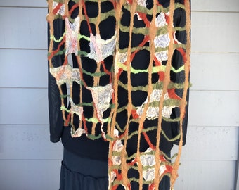 Open Weave with Silk Pieces Scarf