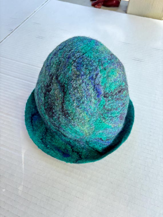 Hat: Wet Felted Wool Hat With Silk Embellishment Fibers - Etsy display picture 1