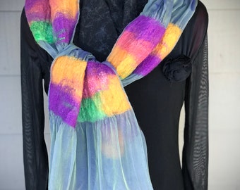 Nuno Felted through hemmed Iridescent Silk Chiffon