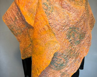 Laminated Reversible Wet Felted Wrap in Pale Orange