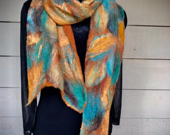 Impressionistic Design in a Nuno Felted Scarf