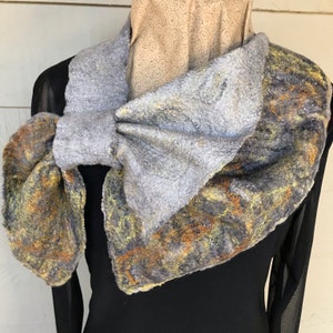 Grey/Gold French Kerchief, Wet Felted image 2