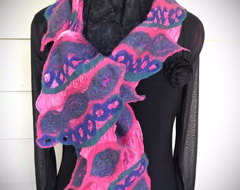 Silk Paj with Abstract Nuno Felted Design