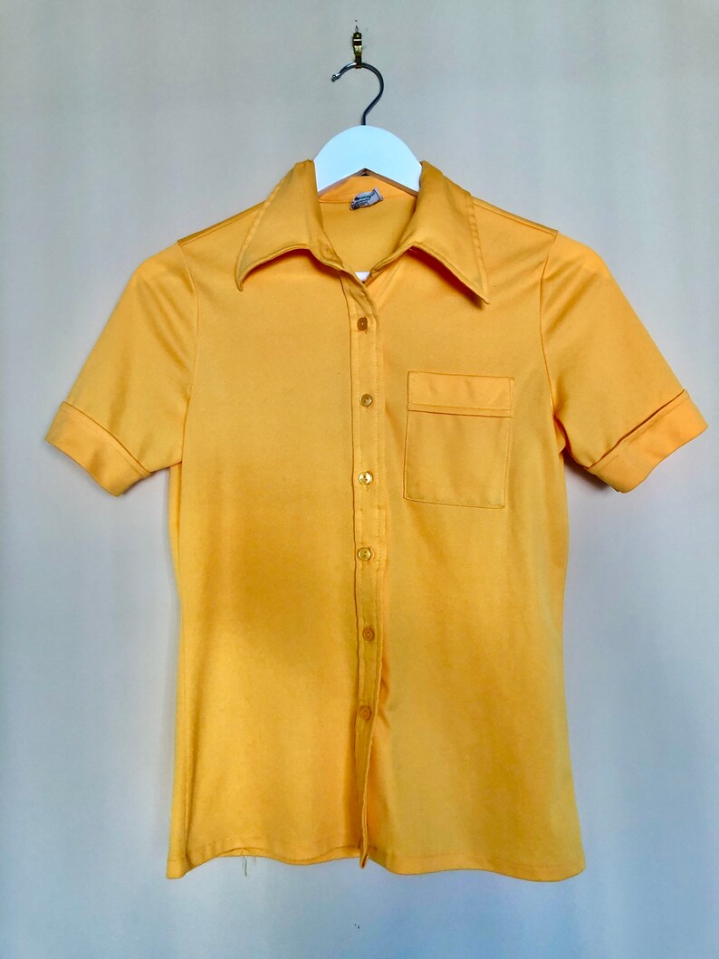 Vintage Retro 1970s Bright Mustard Yellow Button up Short - Etsy