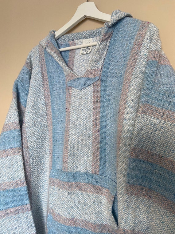 Vintage Baja Hoodie - Mexican Woven Blanket Jacke… - image 10