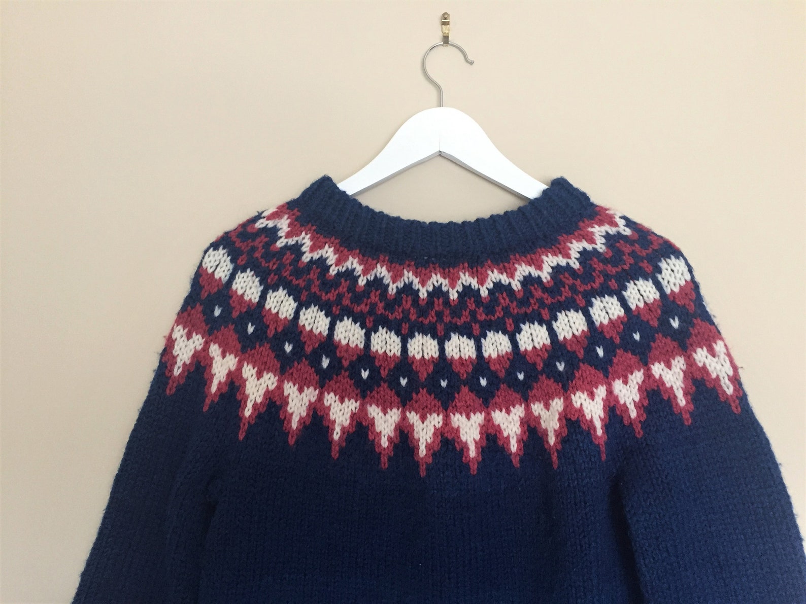 Vintage Hand Knit Fair Isle / Lopi Style Sweater Jumper in | Etsy