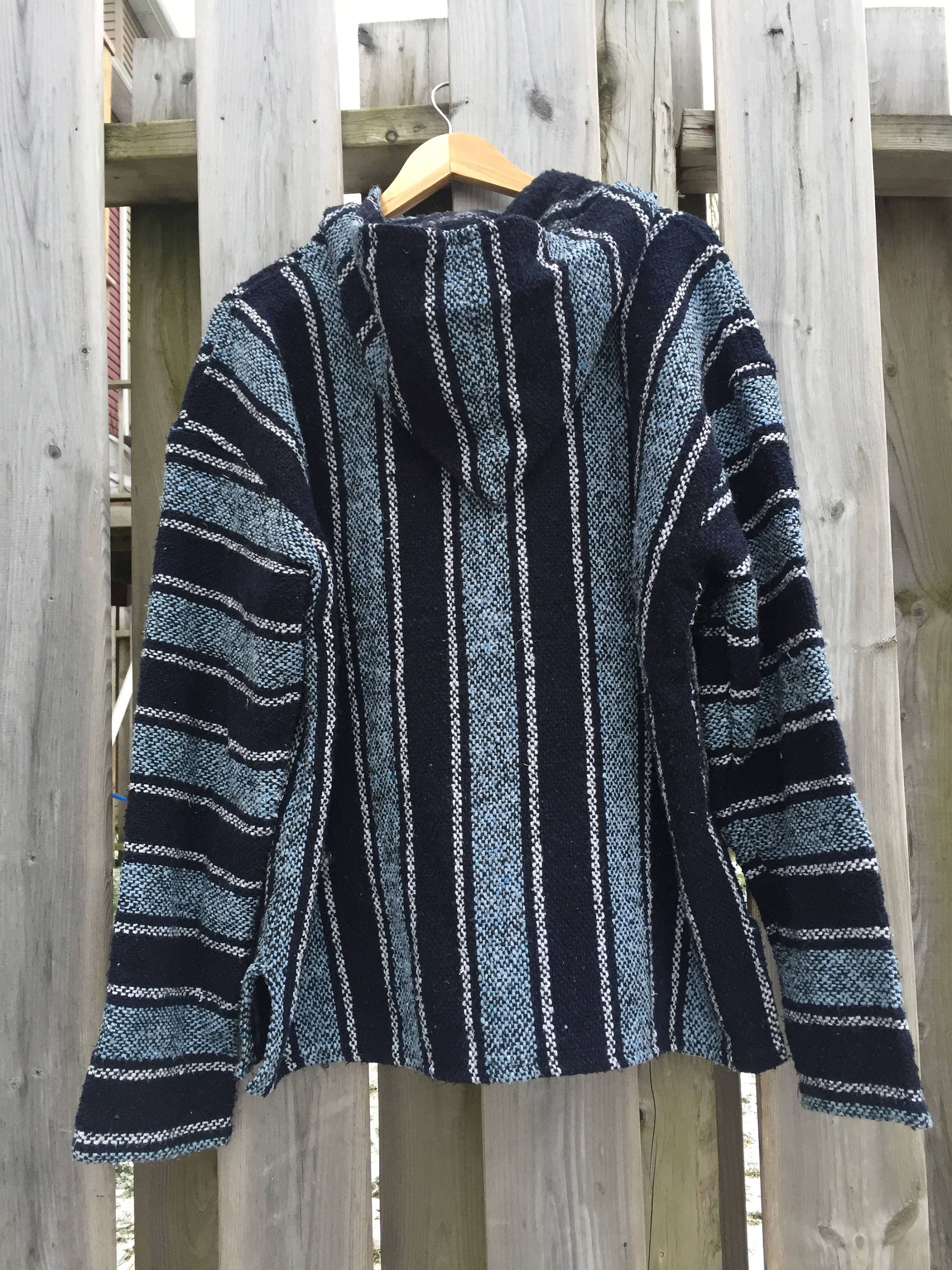 ジャケット・アウター 70s Mexican rug hoodie jacket Vintage Baja Hoodie - Mexican Woven Blanket Jacket