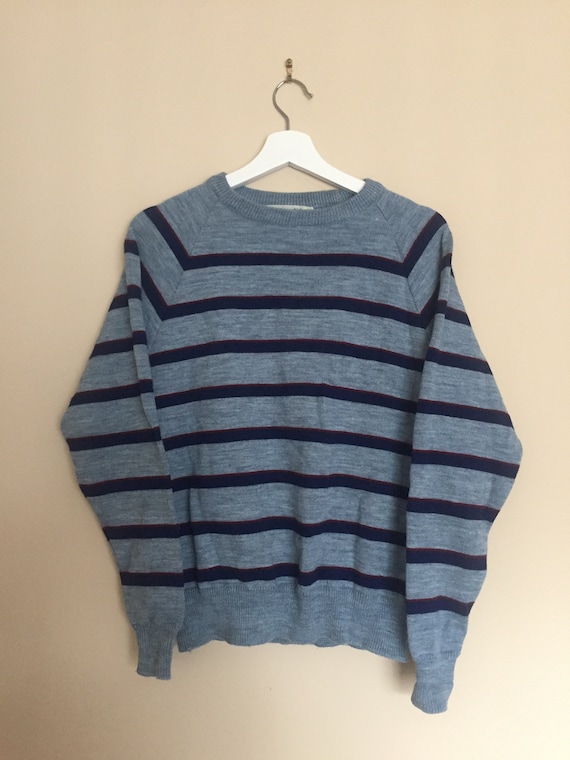 Vintage 1970s Striped Knit Sweater - Mens Sweater… - image 1