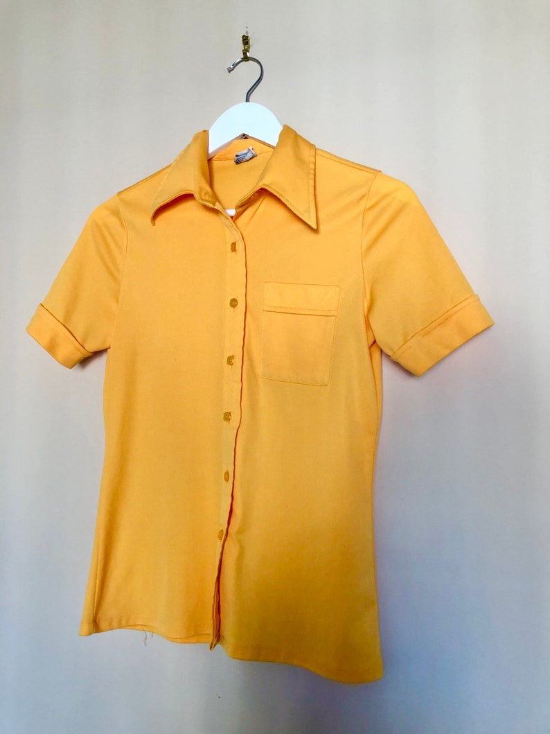 Vintage Retro 1970s Bright Mustard Yellow Button up Short - Etsy