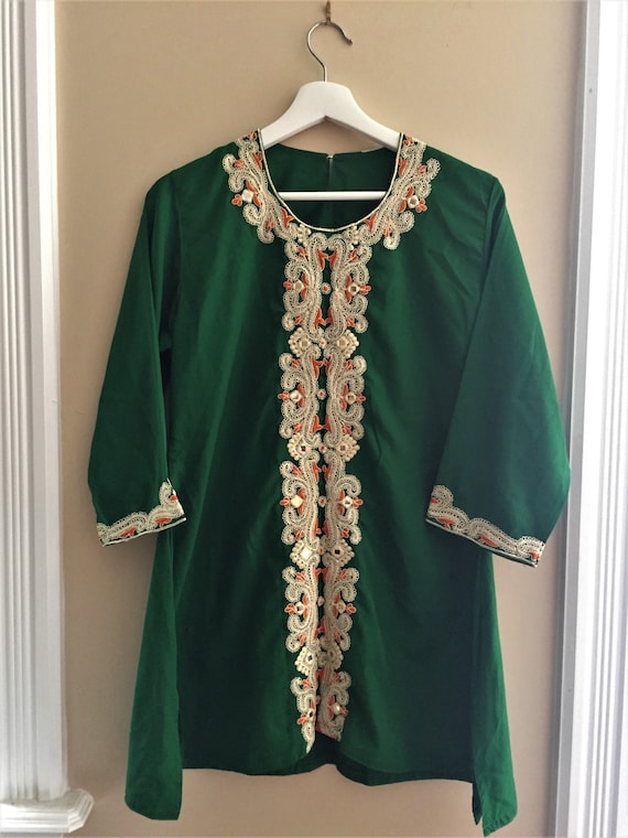 Vintage Silky Embroidered Tunic - Women's Indian E