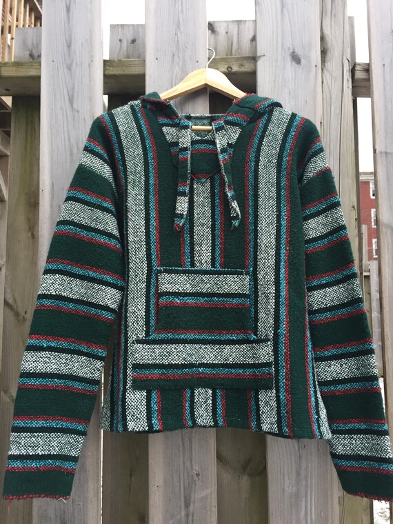Vintage Baja Hoodie - Mexican Woven Blanket Jacket