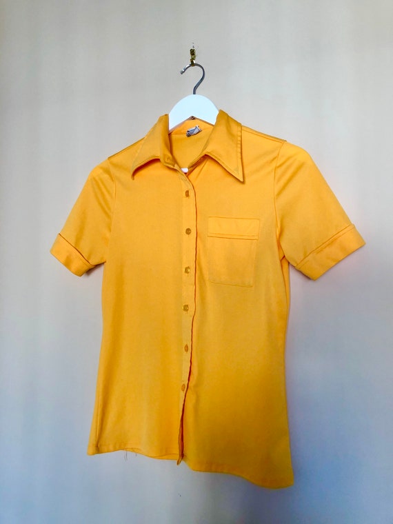 Vintage Retro 1970s Bright Mustard Yellow Button Up Short | Etsy