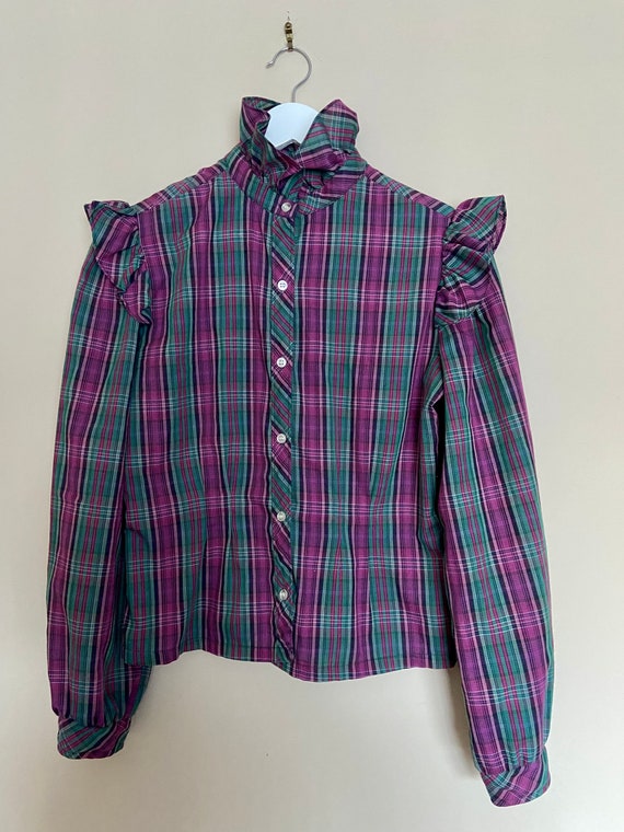 Vintage Early 1980s Prairie Style Button Up Blous… - image 9