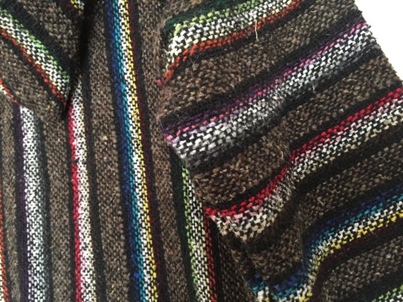 Vintage Baja Hoodie - Mexican Woven Blanket Jacke… - image 9