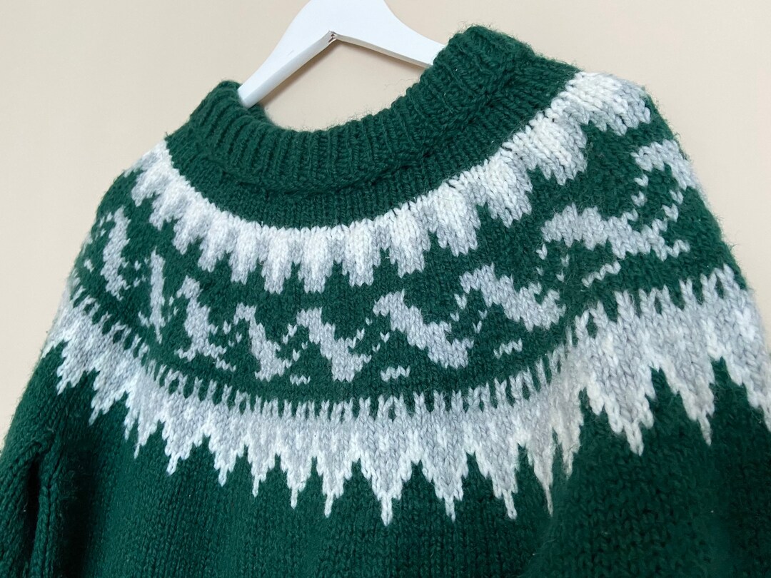 Vintage Hand Knit Fair Isle / Lopi Style Sweater Jumper in - Etsy